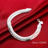 925 Sterling Silver Snake Bones Bracelets 10mm