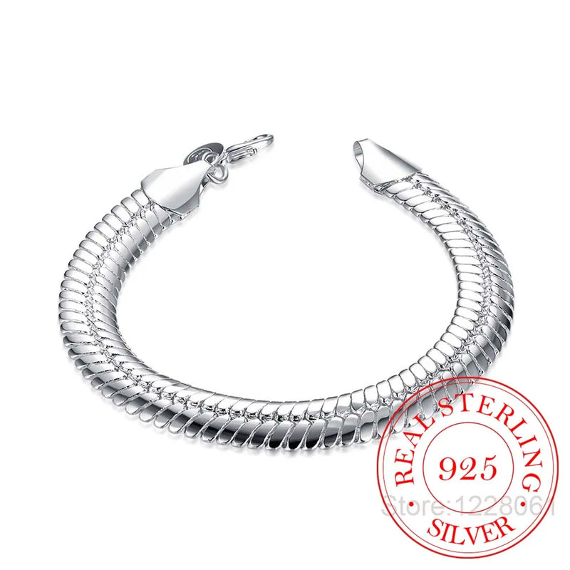 925 Sterling Silver Snake Bones Bracelets 10mm