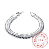 925 Sterling Silver Snake Bones Bracelets 10mm