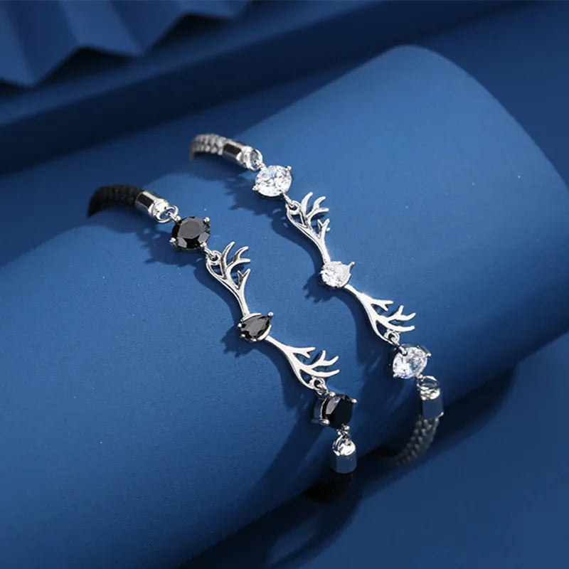 925 Silver Deer Charm Zircon Bracelet for Women Wedding Jewelry
