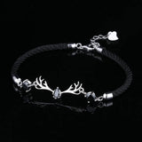 925 Silver Deer Charm Zircon Bracelet for Women Wedding Jewelry