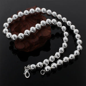 925 Sterling Silver Classic 10MM Smooth Beads Chain Necklace