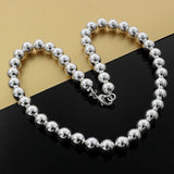 925 Silver Classic 10MM Beads Chain Necklace for Women
