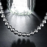 925 Silver Classic 10MM Beads Chain Necklace for Women