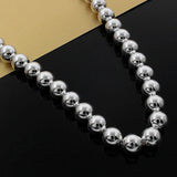 925 Silver Classic 10MM Beads Chain Necklace for Women