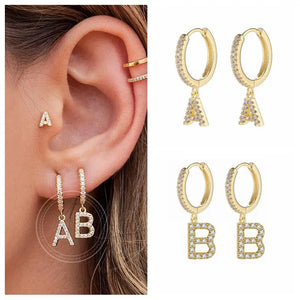 925 Sterling Silver Letter Pendant Earrings For Women