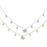 925 Silver CZ Dot Charm Butterfly Necklace