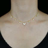 925 Silver CZ Dot Charm Butterfly Necklace