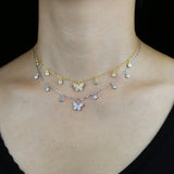 925 Silver CZ Dot Charm Butterfly Necklace