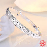 925 Silver Bells Ball Bangles Bracelets Women Party Wedding Jewelry