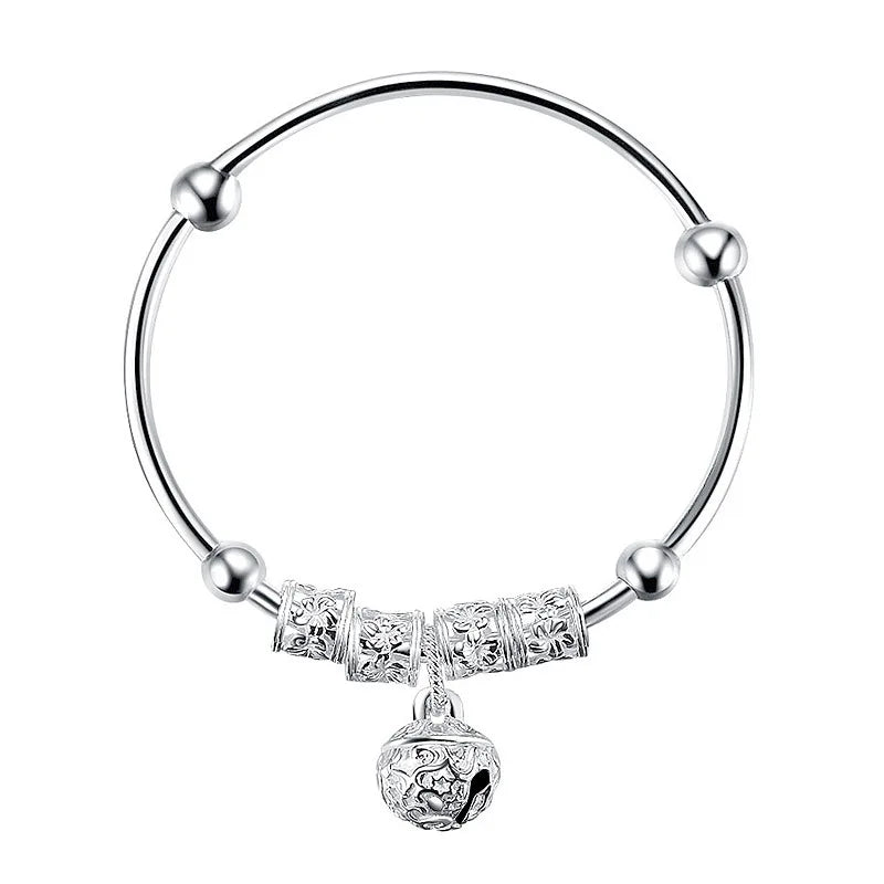 925 Silver Bells Bangles Adjustable Bracelets for Women