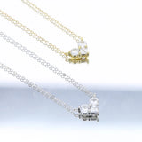 925 Silver Heart Charm Necklace with CZ Stones