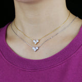 925 Silver Heart Charm Necklace with CZ Stones
