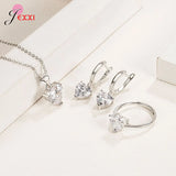 925 Silver Heart Zircon Gift Set for Women: Earrings, Necklace, Ring - 5 Colors
