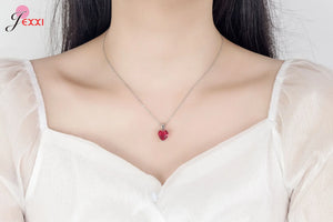 925 Silver Heart Zircon Gift Set for Women: Earrings, Necklace, Ring - 5 Colors
