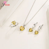 925 Silver Heart Zircon Gift Set for Women: Earrings, Necklace, Ring - 5 Colors