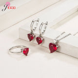 925 Silver Heart Zircon Gift Set for Women: Earrings, Necklace, Ring - 5 Colors