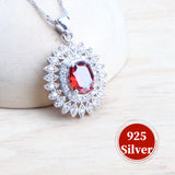 925 Silver Red Zircon Wedding Jewelry Set