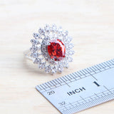 925 Silver Red Zircon Wedding Jewelry Set