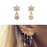 925 Silver Flower CZ Drop Earrings for Girls