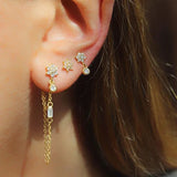 925 Silver Flower CZ Drop Earrings for Girls