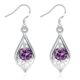 925 Silver Purple Crystal Zircon Earrings for Woman Engagement Wedding