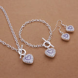 925 Silver Heart Jewelry Set for Wedding Gift