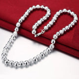 925 Silver 20in 8MM Bead Necklace Wedding Christmas