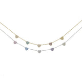 925 Silver Women Colorful CZ Heart Choker Necklace Gift