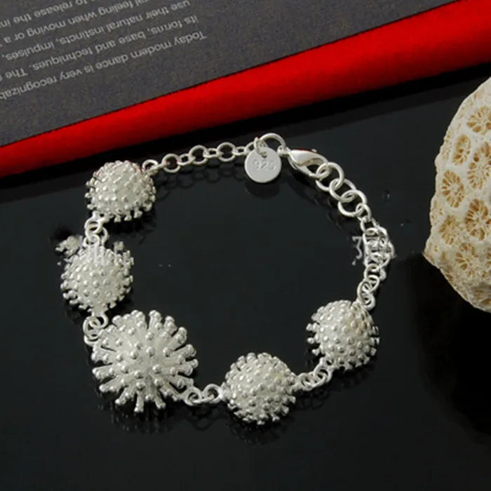 925 Silver Fireworks Chain Bracelet for Women Wedding Party Christmas