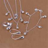 925 Silver Water Drop Jewelry Set for Women Party Holiday