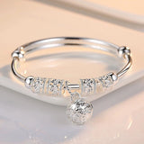 Women's 925 Sterling Silver Hollow Bells Adjustable Bangle Bracelet