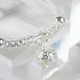 925 Silver Bells Ball Bangles Adjustable Bracelets Women Holiday Party Jewelry