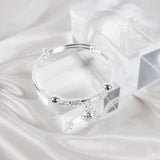 925 Silver Bells Ball Bangles Adjustable Bracelets Women Holiday Party Jewelry