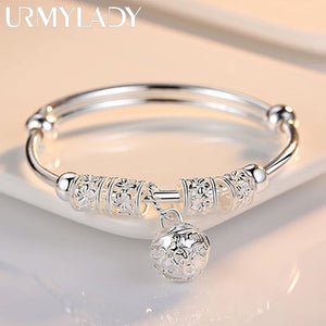 925 Silver Bell Ball Bangles Bracelets for Women
