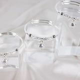 925 Silver Bells Ball Bangles Adjustable Bracelets Women Holiday Party Jewelry