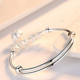 925 Sterling Silver Bells Ball Bangles Adjustable Bracelets Women Jewelry
