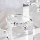 925 Silver Bells Ball Bangles Adjustable Bracelets Women Holiday Party Jewelry