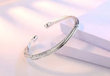 925 Silver Open Bead Bangle Bracelet Women Wedding Party Jewelry Charms