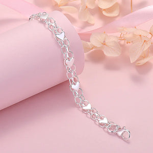 925 Silver Heart Bracelet for Women Wedding Party Christmas