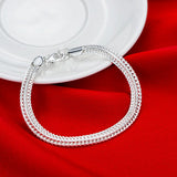 925 Silver 6MM Geometry Bracelet Necklace Set