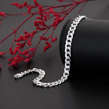 925 Sterling Silver 7MM Chain Bracelets Necklaces Set for Man Woman