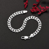 925 Sterling Silver 7MM Chain Bracelets Necklaces Set for Man Woman
