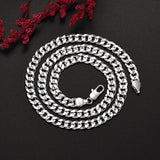 925 Sterling Silver 7MM Chain Bracelets Necklaces Set for Man Woman