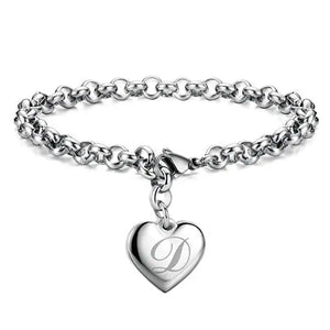 Sterling Silver 26 Letteres Chain Bracelet Wedding Jewelry