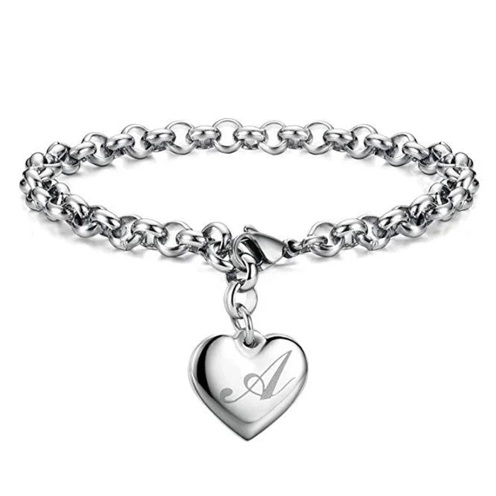 Sterling Silver 26 Letteres Chain Bracelet Wedding Jewelry