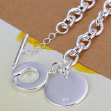 925 Sterling Silver Round Pendant Bracelet for Wedding Party