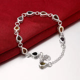 925 Silver Charm Bracelet Zircon Chain Crystal Stone Jewelry for Women