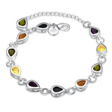 925 Silver Charm Bracelet Zircon Chain Crystal Stone Jewelry for Women
