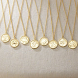 Zodiac Round Pattern Silver Pendant Necklace for Women